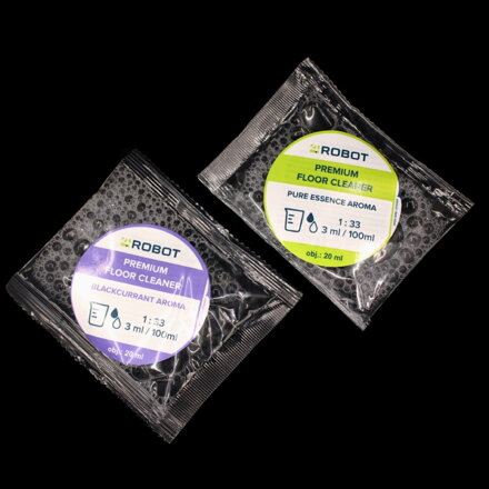4Robot καθαριστικό για ρομποτικές σκούπες με λειτουργία σφουγγαρίσματος – Οικονομικό σετ δειγμάτων Pure Essence + Blackcurrant (2×20 ml)